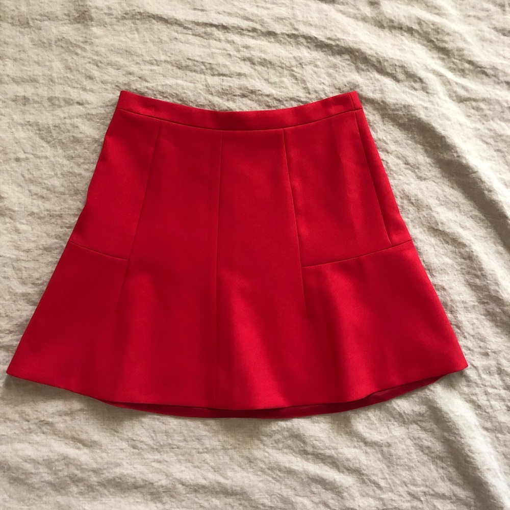 Jcrew red fit-flare mini skirt, size 0
